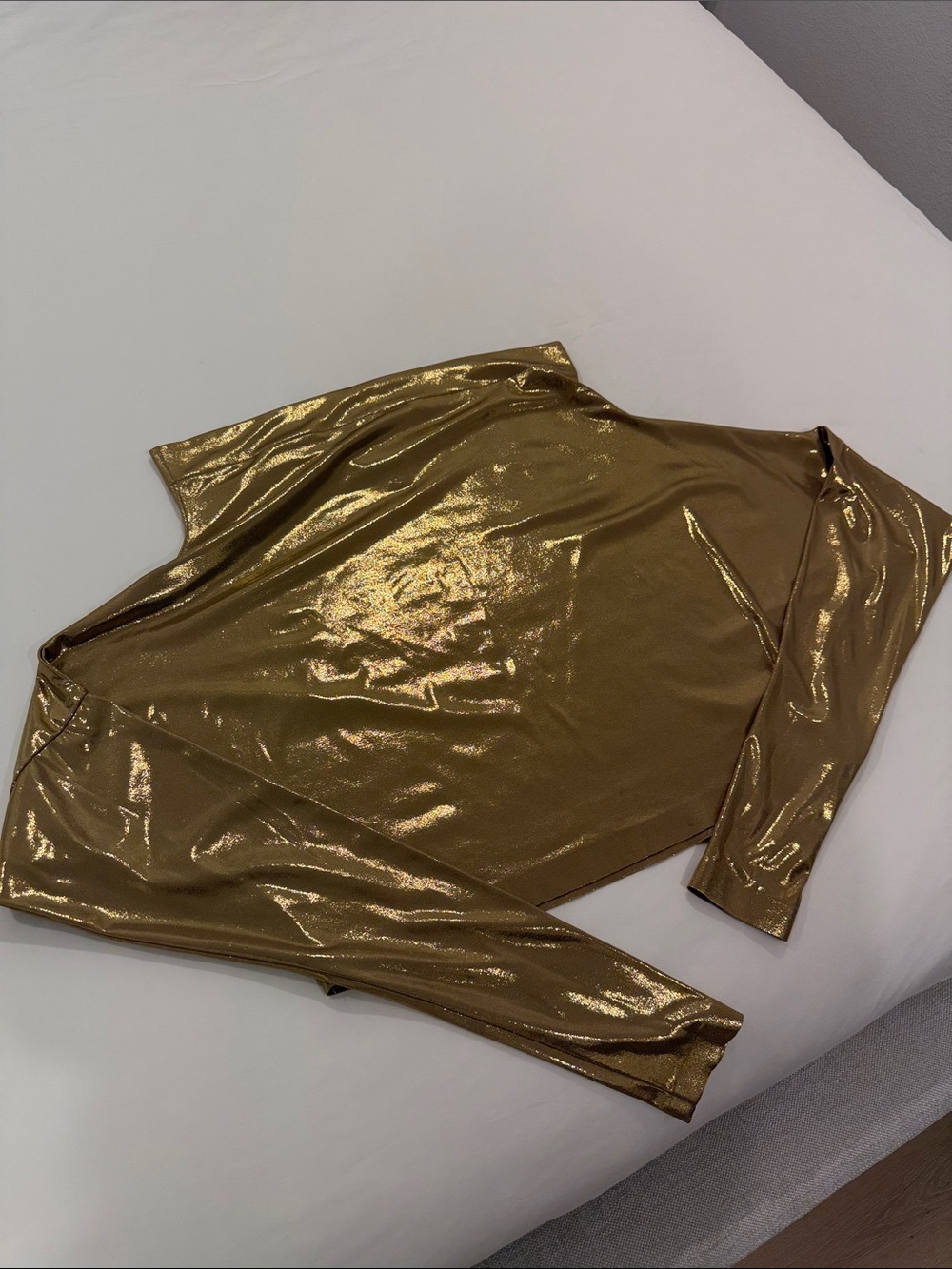 Norma Kamali Metallic Gold Long-Sleeve Top